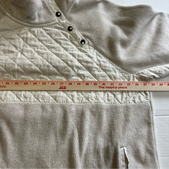 Abercrombie & Fitch Pullover Asymmetrical Snap-Up Quilted Beige Fleece XXL - Picture 5 of 9